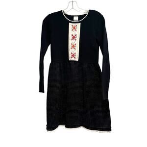 Hanna Andersson Black Red Knit Sweater Dress Girls Holiday 160 cm Size 14 - 16